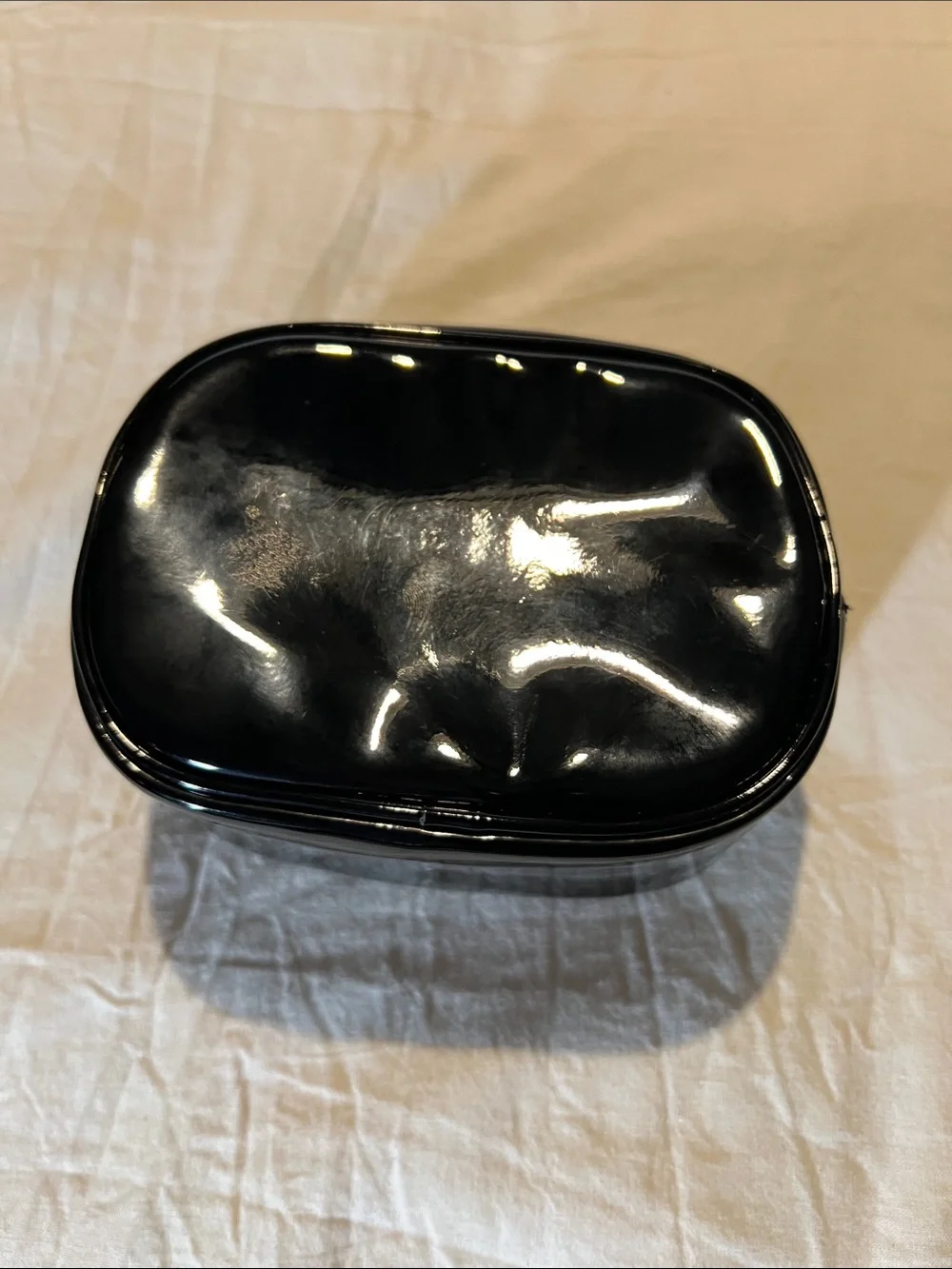 Tory Burch Black Patent Logo Cosmetic Pouch